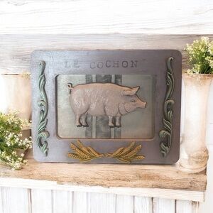 Gray and Purple Pig Wall Plaque